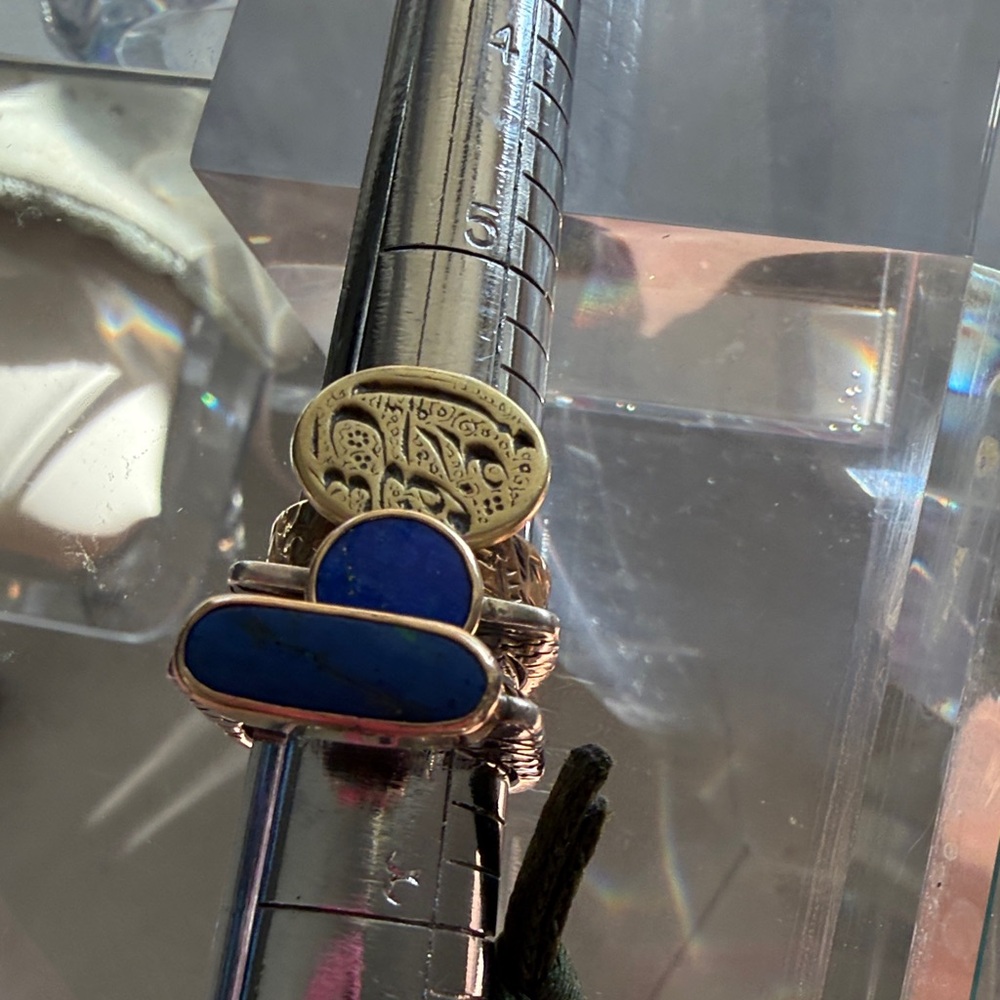 Sterling Silver Lapis Stackable Rings - Blue Gold… - image 5